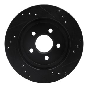 Ford Thunderbird Brake Rotor (1) - Rear Left - R1 Concepts - Drilled & Slotted - Black - `00-`06